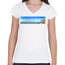 PRINTFASHION Balaton Panoráma - Női V-nyakú póló - Fehér női póló