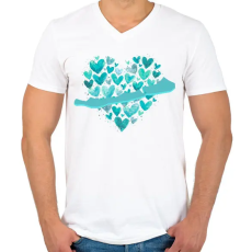 PRINTFASHION balaton szív - Férfi V-nyakú póló - Fehér