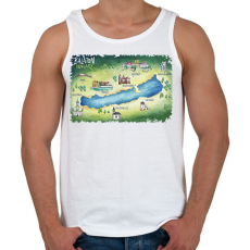 PRINTFASHION Balaton térkép - Férfi atléta - Fehér