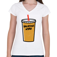 PRINTFASHION BALATONI NYÁR - Női V-nyakú póló - Fehér