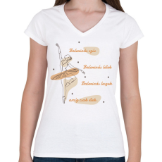 PRINTFASHION Balerinás szív - Női V-nyakú póló - Fehér
