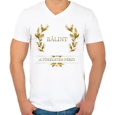 PRINTFASHION Bálint - Férfi V-nyakú póló - Fehér férfi póló