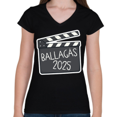PRINTFASHION Ballagás 2025 - Női V-nyakú póló - Fekete