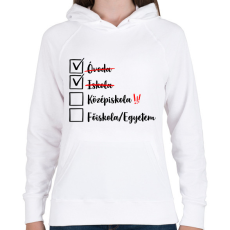 PRINTFASHION Ballagás Iskola fekete - Női kapucnis pulóver - Fehér