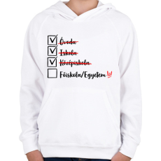 PRINTFASHION Ballagás középiskola fekete - Gyerek kapucnis pulóver - Fehér