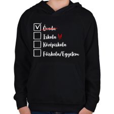 PRINTFASHION Ballagás óvoda fehér - Gyerek kapucnis pulóver - Fekete gyerek pulóver, kardigán