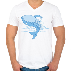 PRINTFASHION Bálna - Férfi V-nyakú póló - Fehér