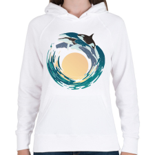 PRINTFASHION Bálnák - Női kapucnis pulóver - Fehér női pulóver, kardigán