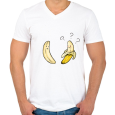 PRINTFASHION Banán love - Férfi V-nyakú póló - Fehér