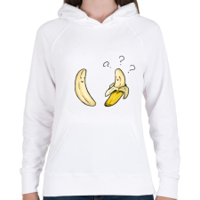 PRINTFASHION Banán love - Női kapucnis pulóver - Fehér női pulóver, kardigán