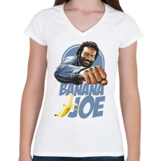PRINTFASHION banana joe - Női V-nyakú póló - Fehér