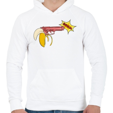 PRINTFASHION Banánfegyver - Férfi kapucnis pulóver - Fehér