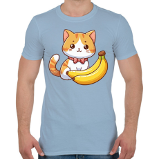 PRINTFASHION Banános cica - Férfi póló - Világoskék