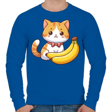 PRINTFASHION Banános cica - Férfi pulóver - Királykék férfi pulóver, kardigán