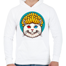PRINTFASHION Banános macska - Férfi kapucnis pulóver - Fehér