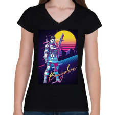PRINTFASHION Bangalore Retro - Apex Legends - Női V-nyakú póló - Fekete női póló