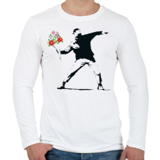 PRINTFASHION Banksy - Kalocsai csokor - Férfi hosszú ujjú póló - Fehér