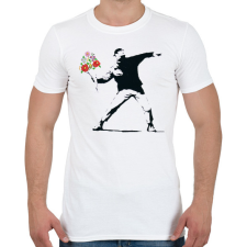 PRINTFASHION Banksy - Kalocsai csokor - Férfi póló - Fehér férfi póló