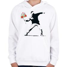 PRINTFASHION Banksy - Kalocsai csokor - Gyerek kapucnis pulóver - Fehér gyerek pulóver, kardigán