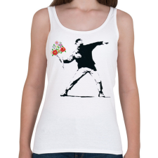 PRINTFASHION Banksy - Kalocsai csokor - Női atléta - Fehér női trikó