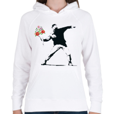PRINTFASHION Banksy - Kalocsai csokor - Női kapucnis pulóver - Fehér