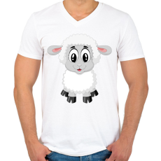 PRINTFASHION Bárány - Férfi V-nyakú póló - Fehér