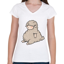 PRINTFASHION Bárány - Női V-nyakú póló - Fehér női póló