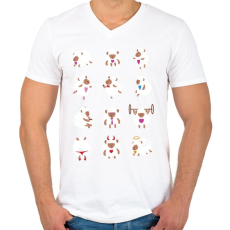 PRINTFASHION Bárányok élete - Férfi V-nyakú póló - Fehér