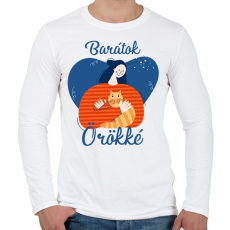 PRINTFASHION Baratok orokke - cicas - Férfi hosszú ujjú póló - Fehér