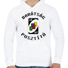 PRINTFASHION Barátság pusztító - Férfi kapucnis pulóver - Fehér férfi pulóver, kardigán