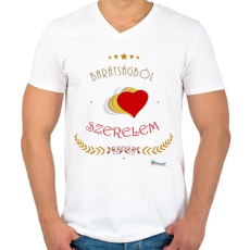 PRINTFASHION Barátság - szerelem - Férfi V-nyakú póló - Fehér