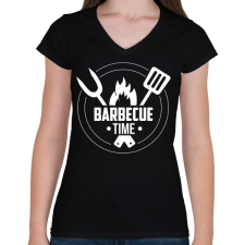 PRINTFASHION Barbecue time - Női V-nyakú póló - Fekete női póló