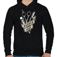 PRINTFASHION Barber - Férfi kapucnis pulóver - Fekete