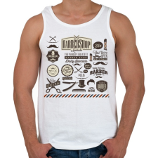 PRINTFASHION barber flyer - Férfi atléta - Fehér atléta, trikó