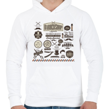 PRINTFASHION barber flyer - Férfi kapucnis pulóver - Fehér férfi pulóver, kardigán