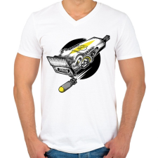 PRINTFASHION barber hajvágó - Férfi V-nyakú póló - Fehér férfi póló