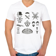 PRINTFASHION barber shop flyer - Férfi V-nyakú póló - Fehér