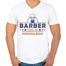 PRINTFASHION Barber vagyok - Férfi V-nyakú póló - Fehér férfi póló