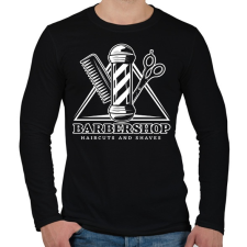 PRINTFASHION Barbershop 3 - Férfi hosszú ujjú póló - Fekete férfi póló