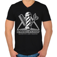 PRINTFASHION Barbershop 3 - Férfi V-nyakú póló - Fekete férfi póló