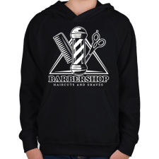 PRINTFASHION Barbershop 3 - Gyerek kapucnis pulóver - Fekete gyerek pulóver, kardigán
