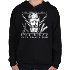 PRINTFASHION Barbershop 4 - Gyerek kapucnis pulóver - Fekete
