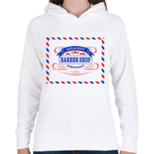 PRINTFASHION barbershop - Női kapucnis pulóver - Fehér női pulóver, kardigán