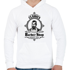 PRINTFASHION barbershopstyle - Férfi kapucnis pulóver - Fehér férfi pulóver, kardigán