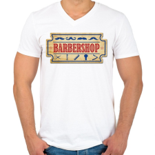 PRINTFASHION barbershoptree - Férfi V-nyakú póló - Fehér férfi póló