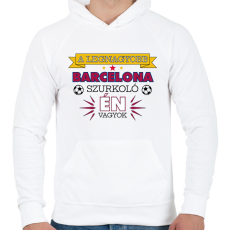 PRINTFASHION Barcelona szurkoló - Férfi kapucnis pulóver - Fehér