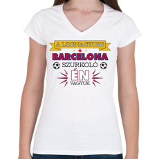 PRINTFASHION Barcelona szurkoló - Női V-nyakú póló - Fehér