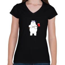 PRINTFASHION barebears_icebear - Női V-nyakú póló - Fekete