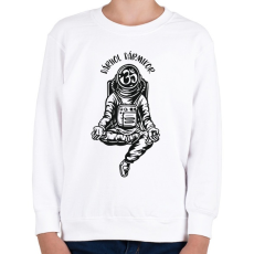 PRINTFASHION Bárhol bármikor- Meditáló űrhajós - Gyerek pulóver - Fehér