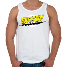 PRINTFASHION Barista logó - Férfi atléta - Fehér